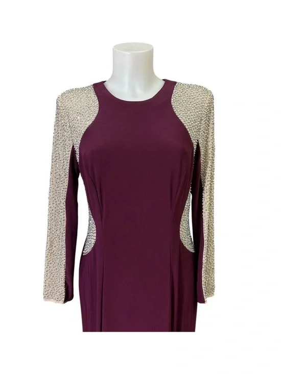 Xscape Evening Gown with Embellished Sleeves - Picture 2 of 10